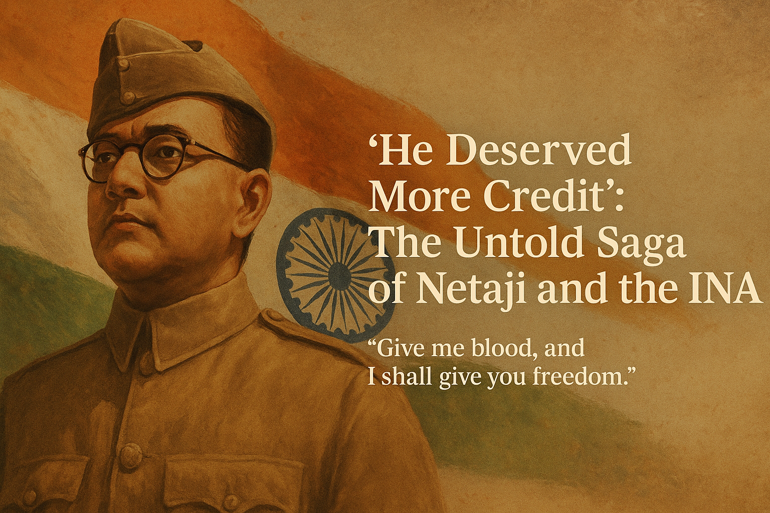 Netaji Subhas Chandra Bose addressing INA troops in Burma.